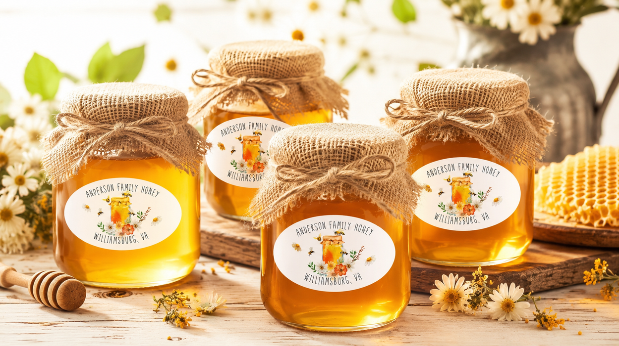 Oval Family Honey Canning Jar Stickers