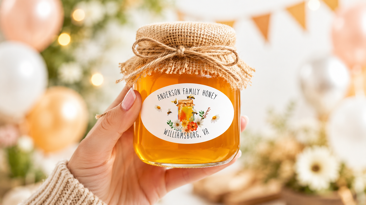 Oval Family Honey Canning Jar Stickers