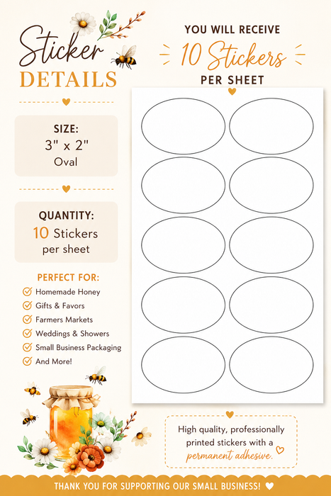 Oval Family Honey Canning Jar Stickers
