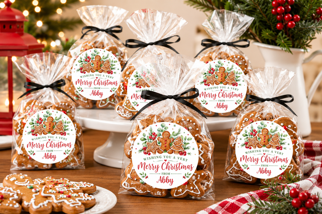 Christmas Gingerbread Cookie Favor Stickers