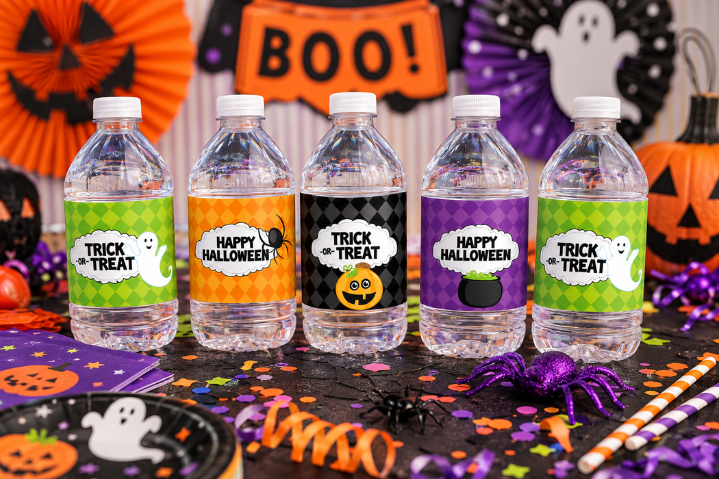 Printable Halloween Party Bottle Wraps