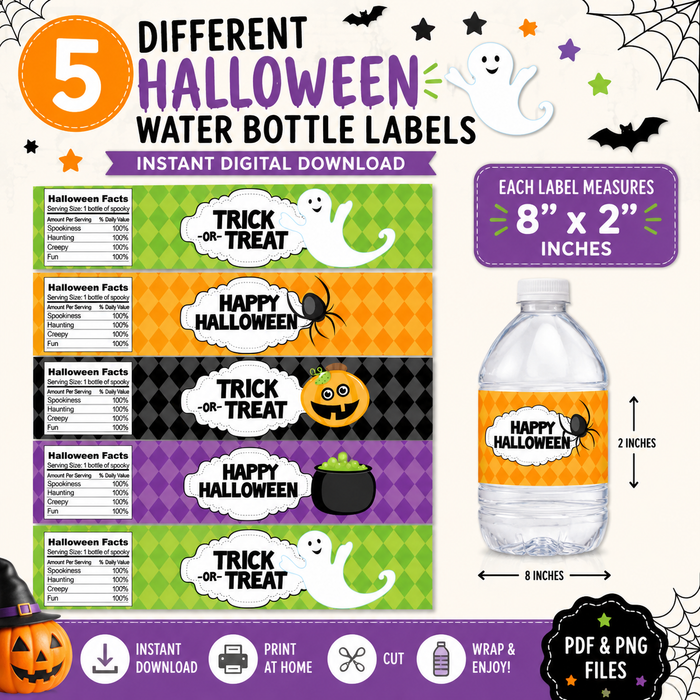 Printable Halloween Party Bottle Wraps