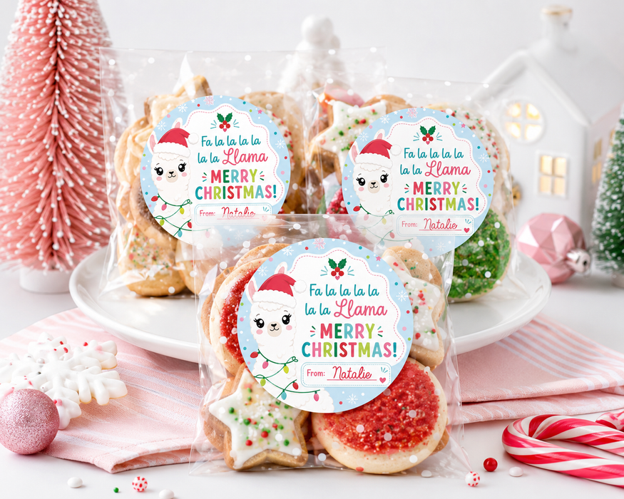 Fa La Llama Merry Christmas Stickers