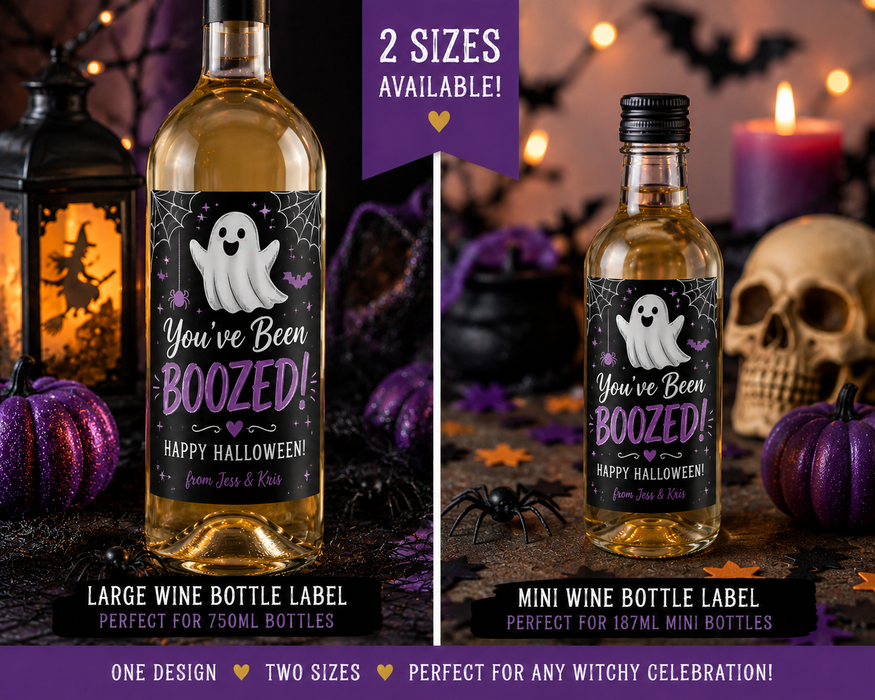 You've Been BOOZED Halloween Wine Labels