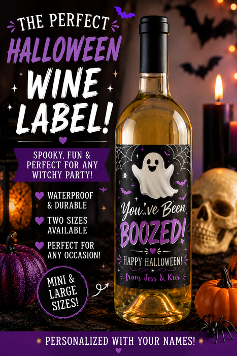 You've Been BOOZED Halloween Wine Labels