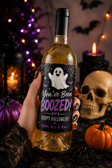 You've Been BOOZED Halloween Wine Labels
