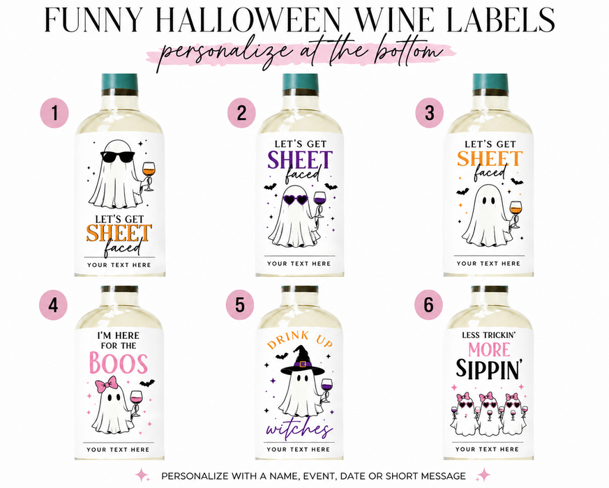 SHEET Faced Halloween Wine Labels