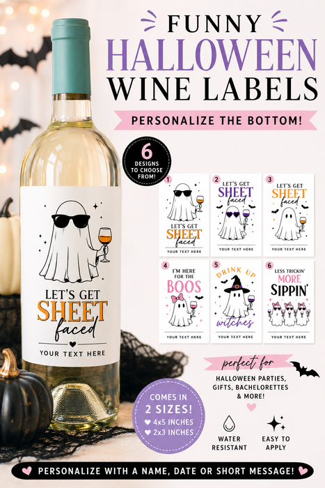 SHEET Faced Halloween Wine Labels