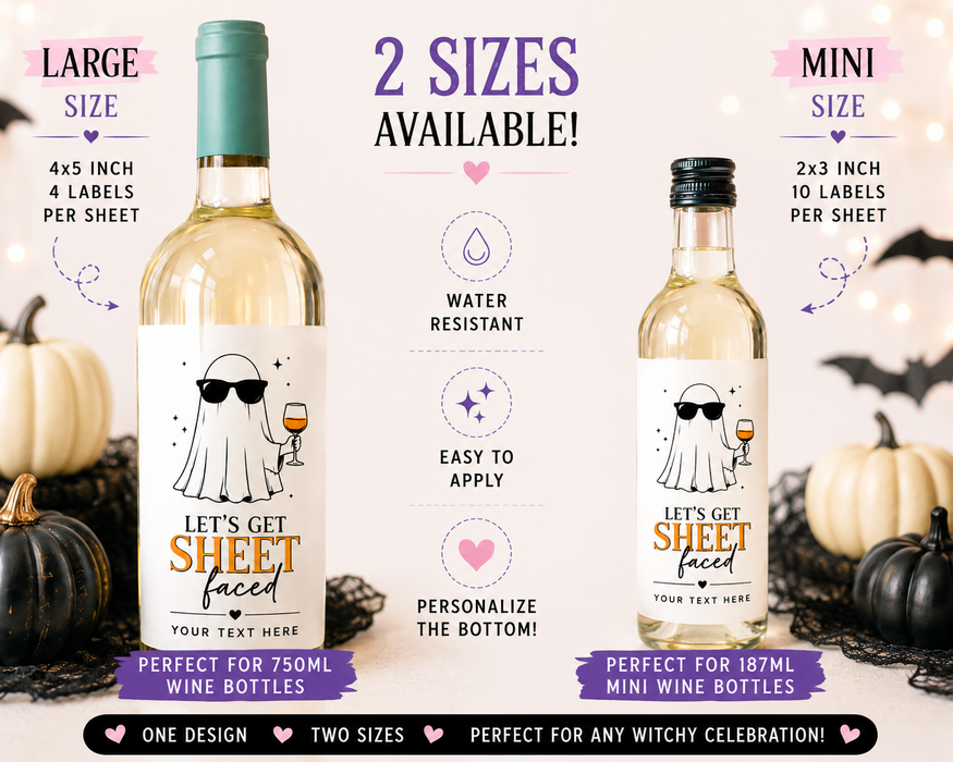 SHEET Faced Halloween Wine Labels