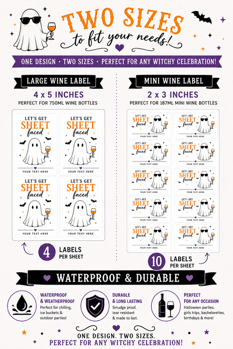 SHEET Faced Halloween Wine Labels