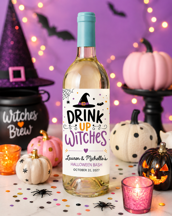 Drink Up Witches Halloween Wine Labels