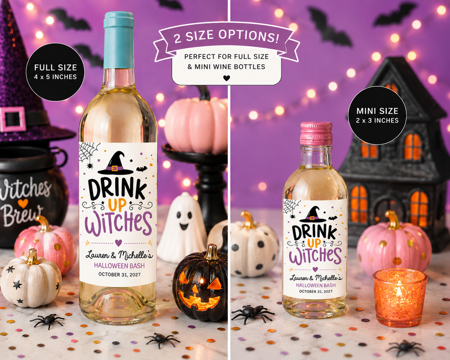 Drink Up Witches Halloween Wine Labels