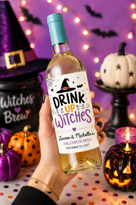 Drink Up Witches Halloween Wine Labels