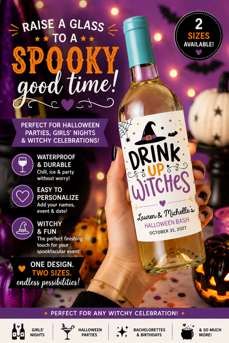 Drink Up Witches Halloween Wine Labels