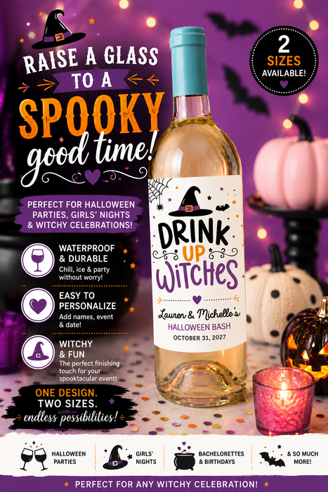 Drink Up Witches Halloween Wine Labels