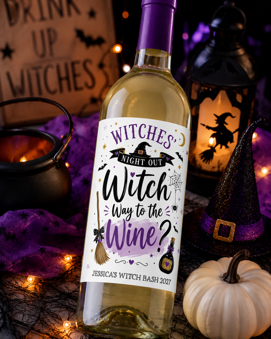 Witch Way to the Wine Halloween Wine Labels