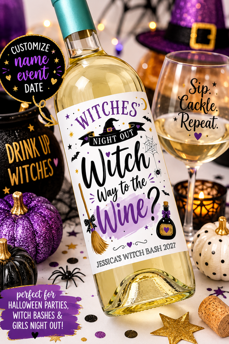 Witch Way to the Wine Halloween Wine Labels