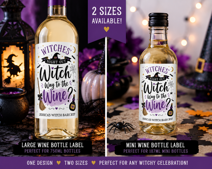 Witch Way to the Wine Halloween Wine Labels