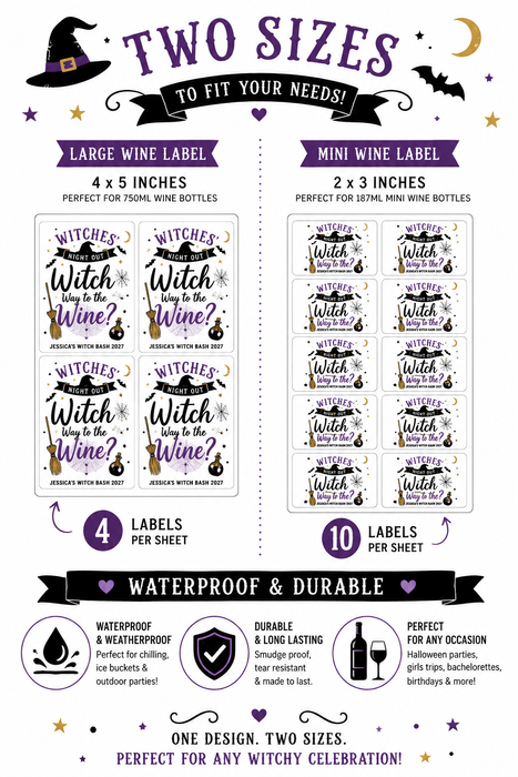 Witch Way to the Wine Halloween Wine Labels