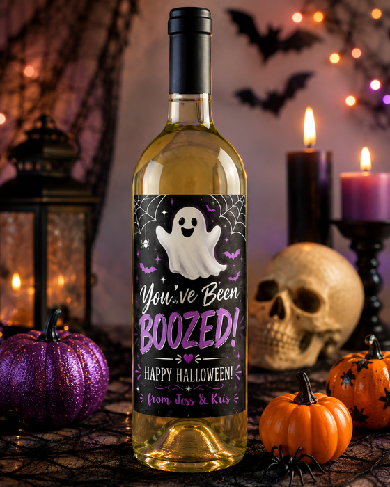 You've Been BOOZED Halloween Wine Labels