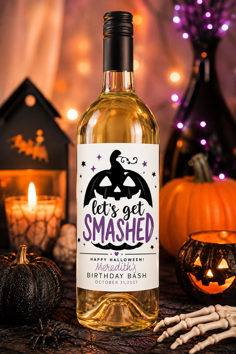Let's Get Smashed Halloween Wine Labels