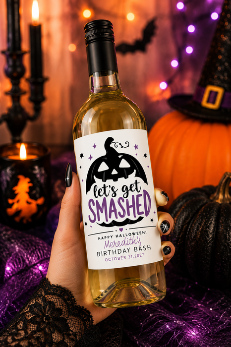 Let's Get Smashed Halloween Wine Labels