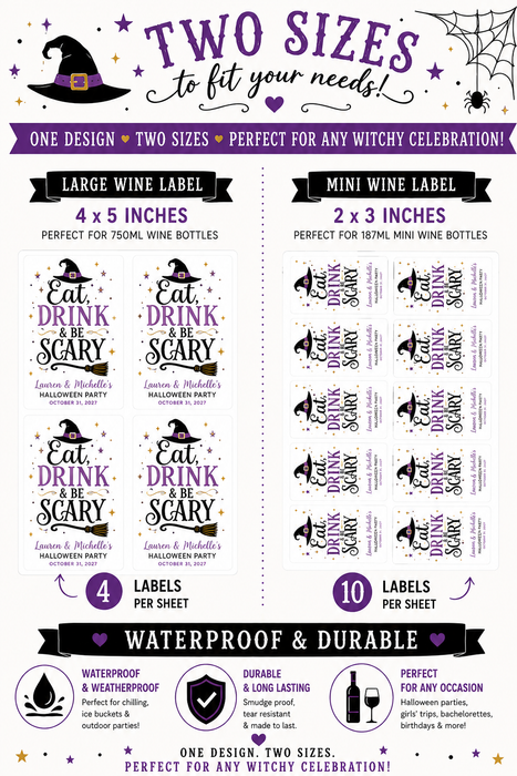 Halloween Party Wine Labels