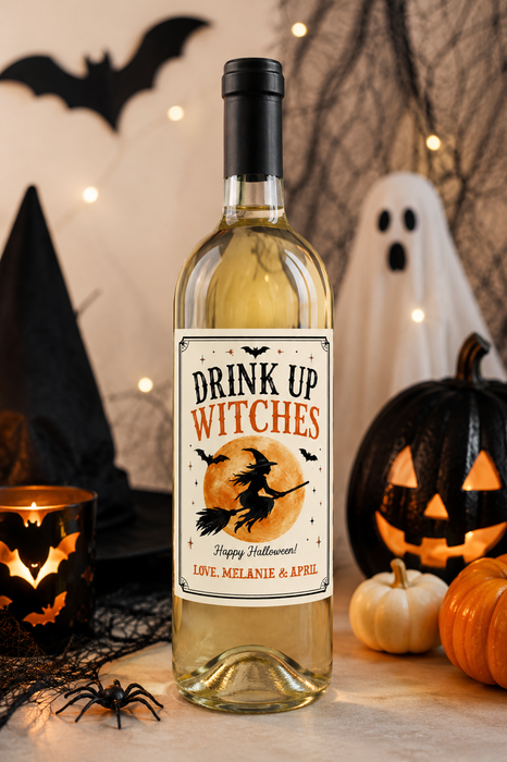 Drink Up Witches Halloween Wine Labels