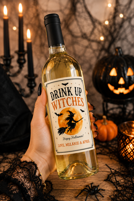 Drink Up Witches Halloween Wine Labels