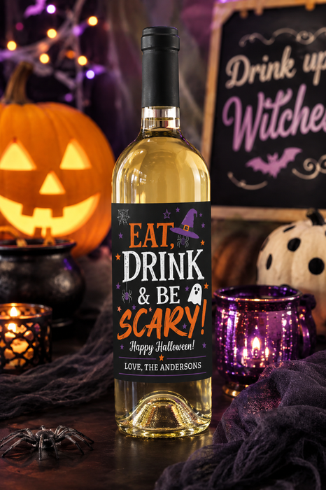 Eat Drink & Be Scary Halloween Wine Labels