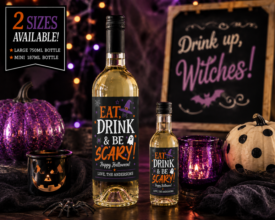 Eat Drink & Be Scary Halloween Wine Labels
