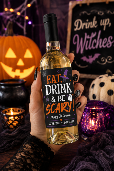 Eat Drink & Be Scary Halloween Wine Labels
