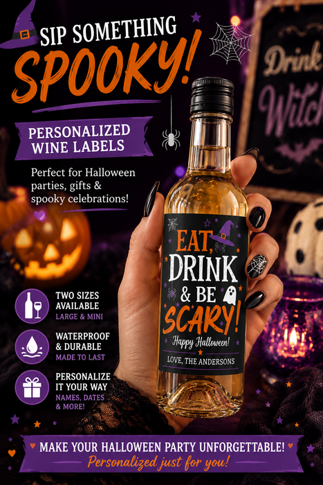 Eat Drink & Be Scary Halloween Wine Labels