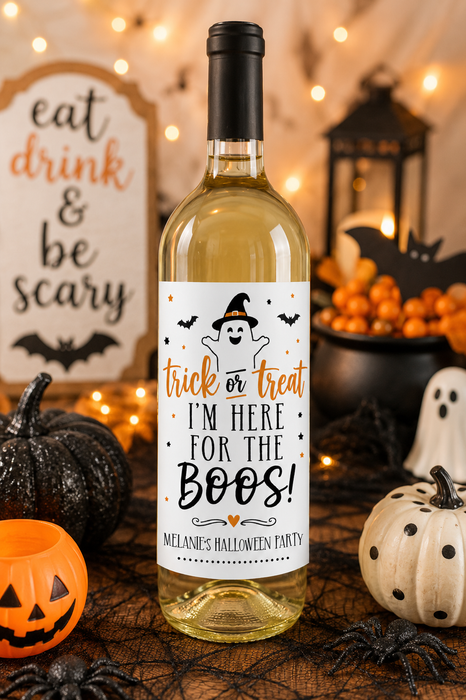 I'm Here for the BOOS Halloween Wine Labels