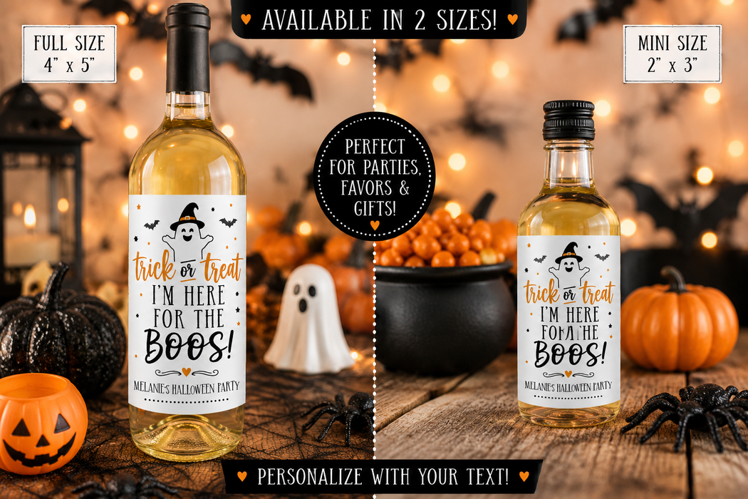 I'm Here for the BOOS Halloween Wine Labels