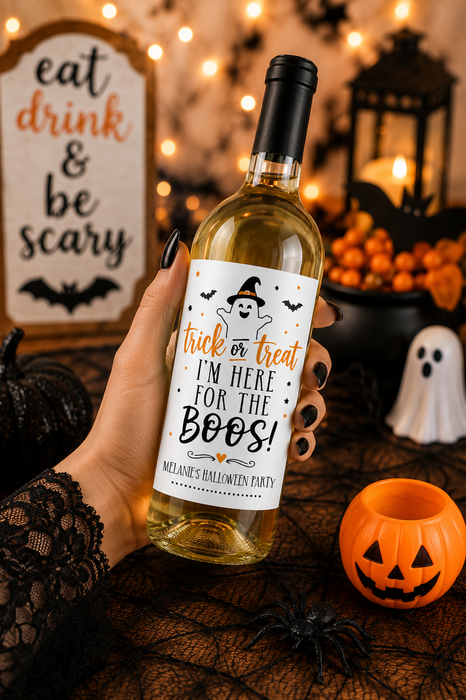 I'm Here for the BOOS Halloween Wine Labels