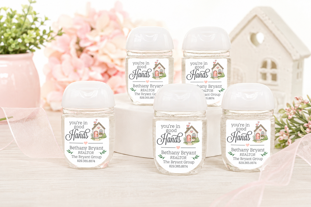 You're in Good Hands Realtor Hand Sanitizer Stickers