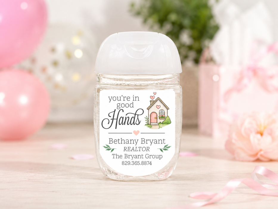 You're in Good Hands Realtor Hand Sanitizer Stickers