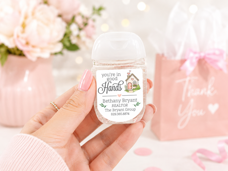 You're in Good Hands Realtor Hand Sanitizer Stickers