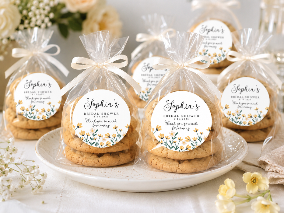 Yellow Floral Bridal Shower Stickers