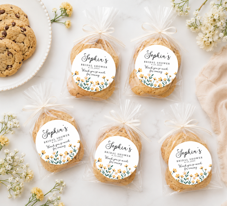 Yellow Floral Bridal Shower Stickers