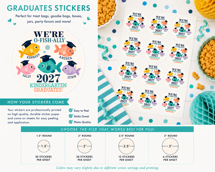 O-Fish-Ally Kindergarten Graduation Stickers
