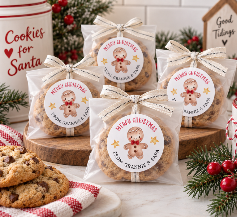 Gingerbread Man Merry Christmas Stickers