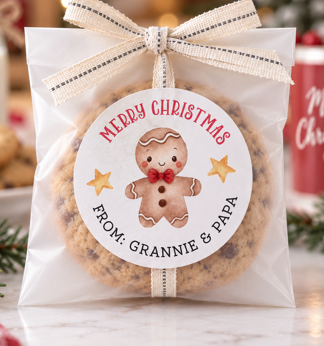 Gingerbread Man Merry Christmas Stickers