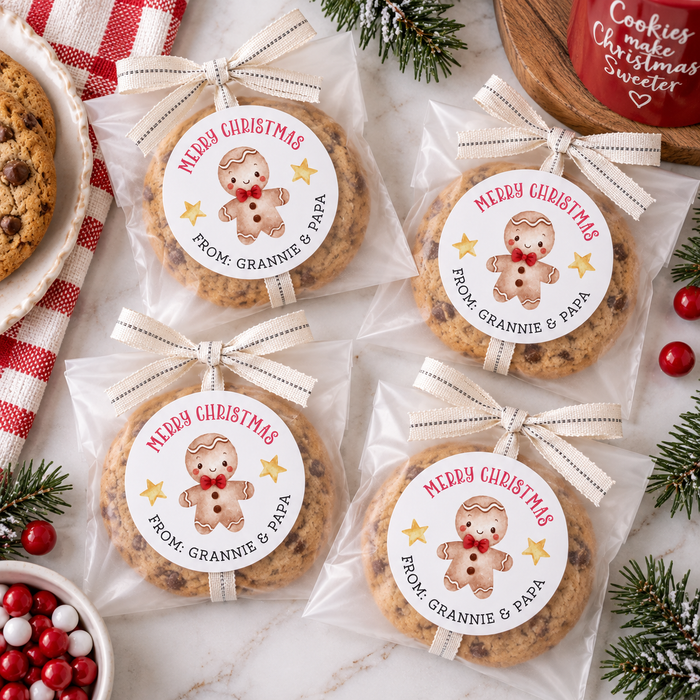 Gingerbread Man Merry Christmas Stickers