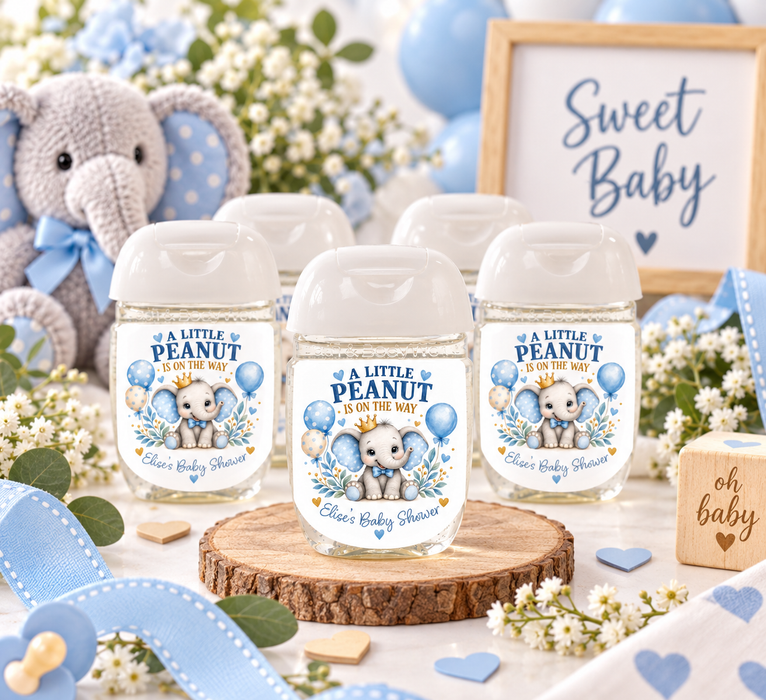 Little Peanut Elephant Baby Shower Hand Sanitizer Labels