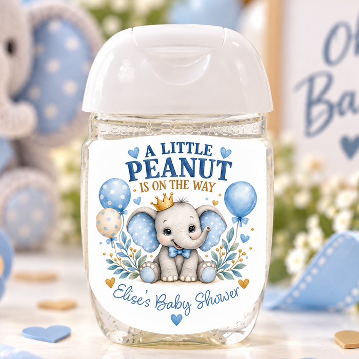 Little Peanut Elephant Baby Shower Hand Sanitizer Labels