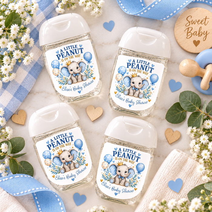 Little Peanut Elephant Baby Shower Hand Sanitizer Labels