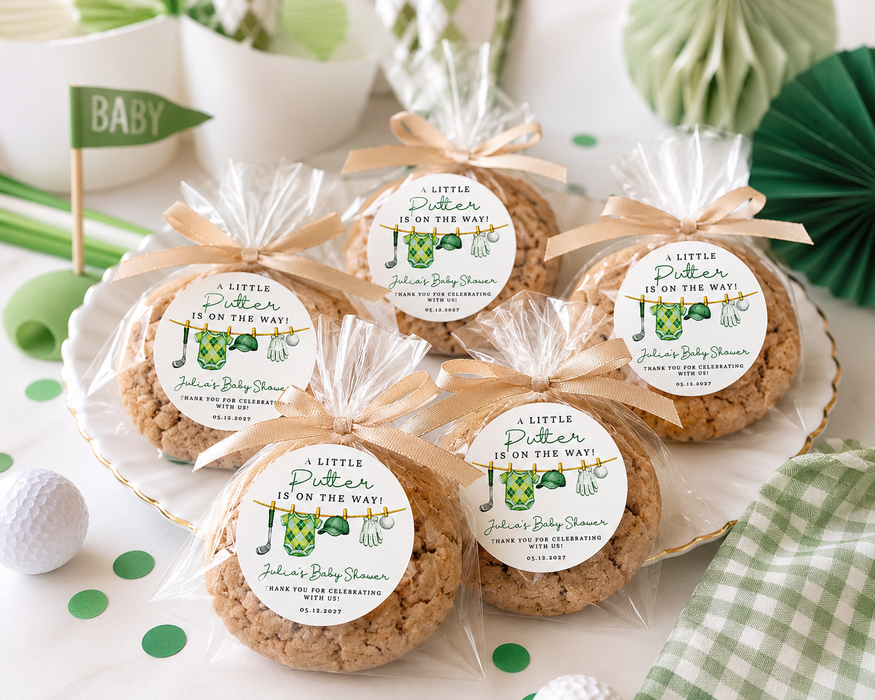 Little Putter Golf Baby Shower Label Stickers Green