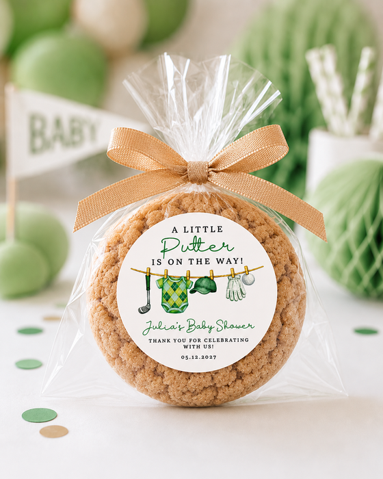 Little Putter Golf Baby Shower Label Stickers Green